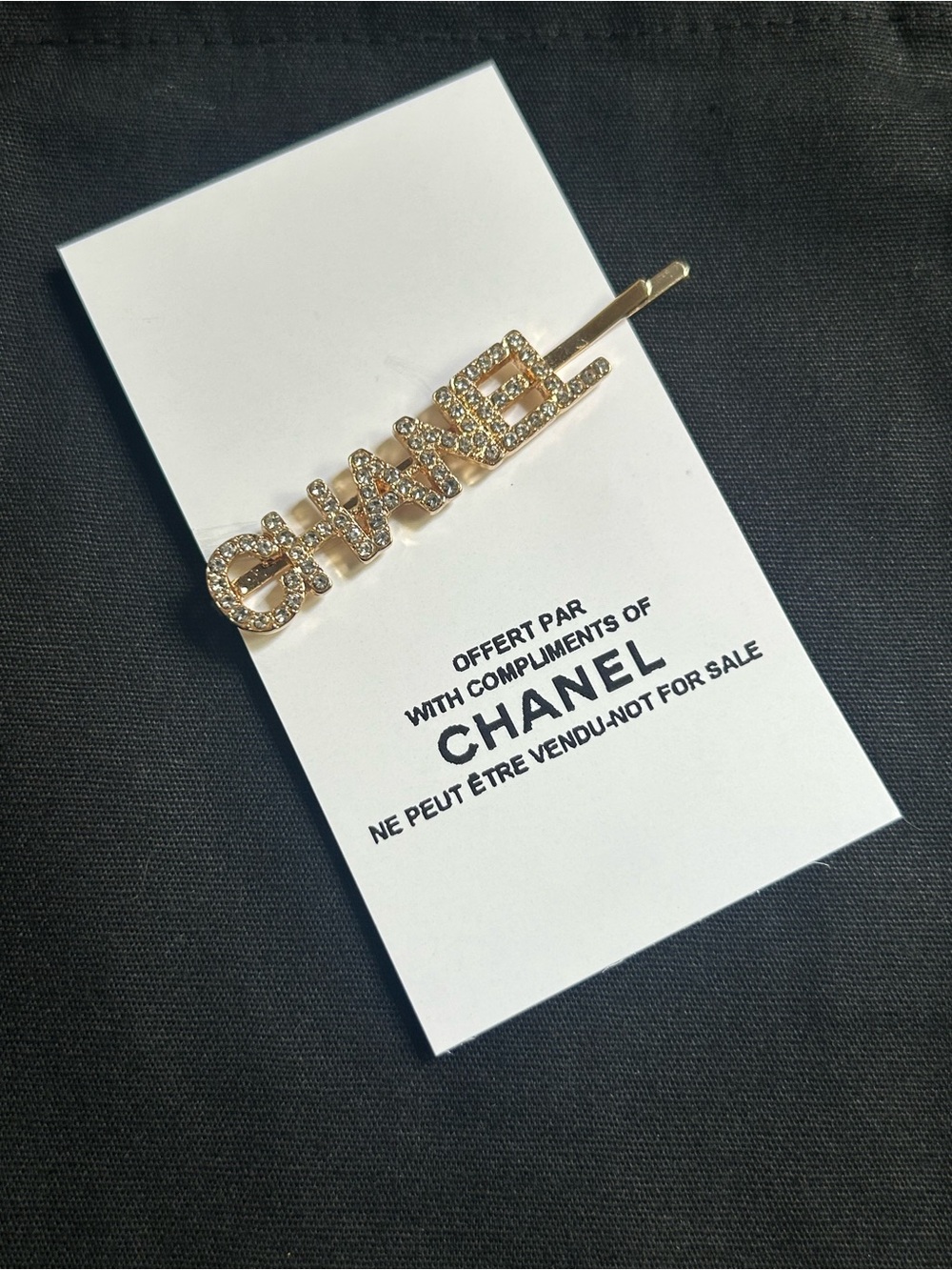 CHANEL gold stone Bobby pin barrette hair clip NEW GWP